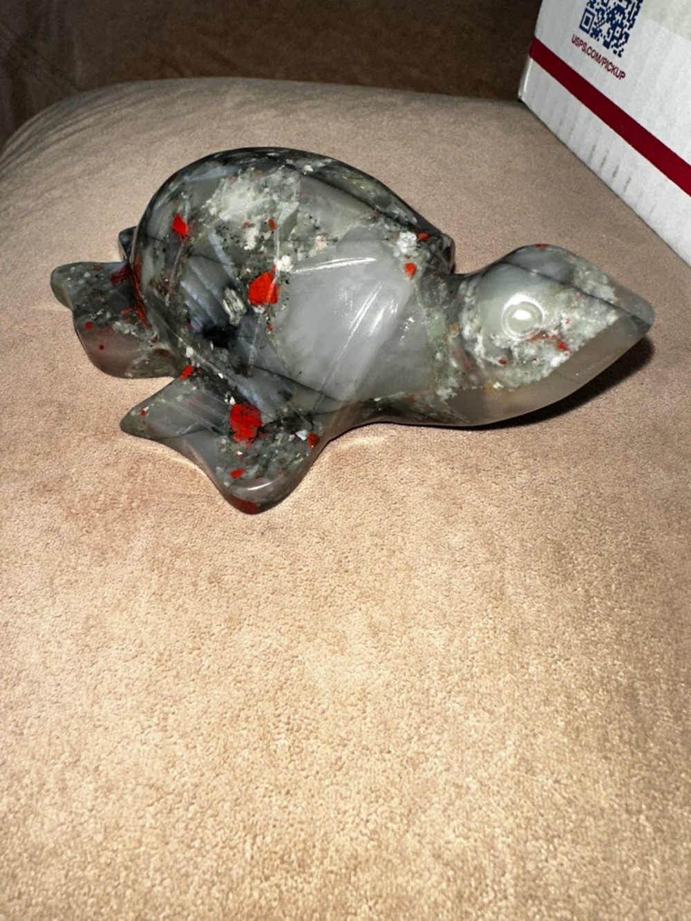 Natural African Bloodstone Turtle Carving